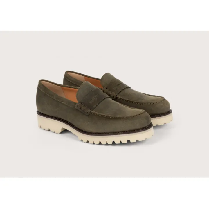 Heschung Mocassins|Mocassin Aloe VeloursGcolorisKaki,semelleG-Light